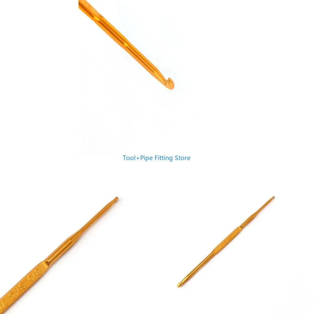 F92B 10Pcs Golden Aluminum Double End Crochet Hook Knitting Needle Set Weave Craft