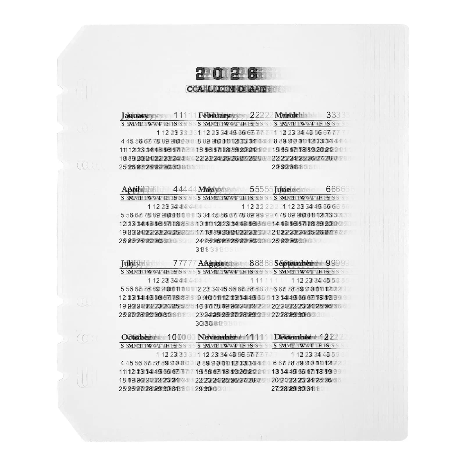 12Pcs A5 Transparent Frosted Plastic Binder Dividers 2026 Calendar Index Separators for Planner Notebook Monthly Refill