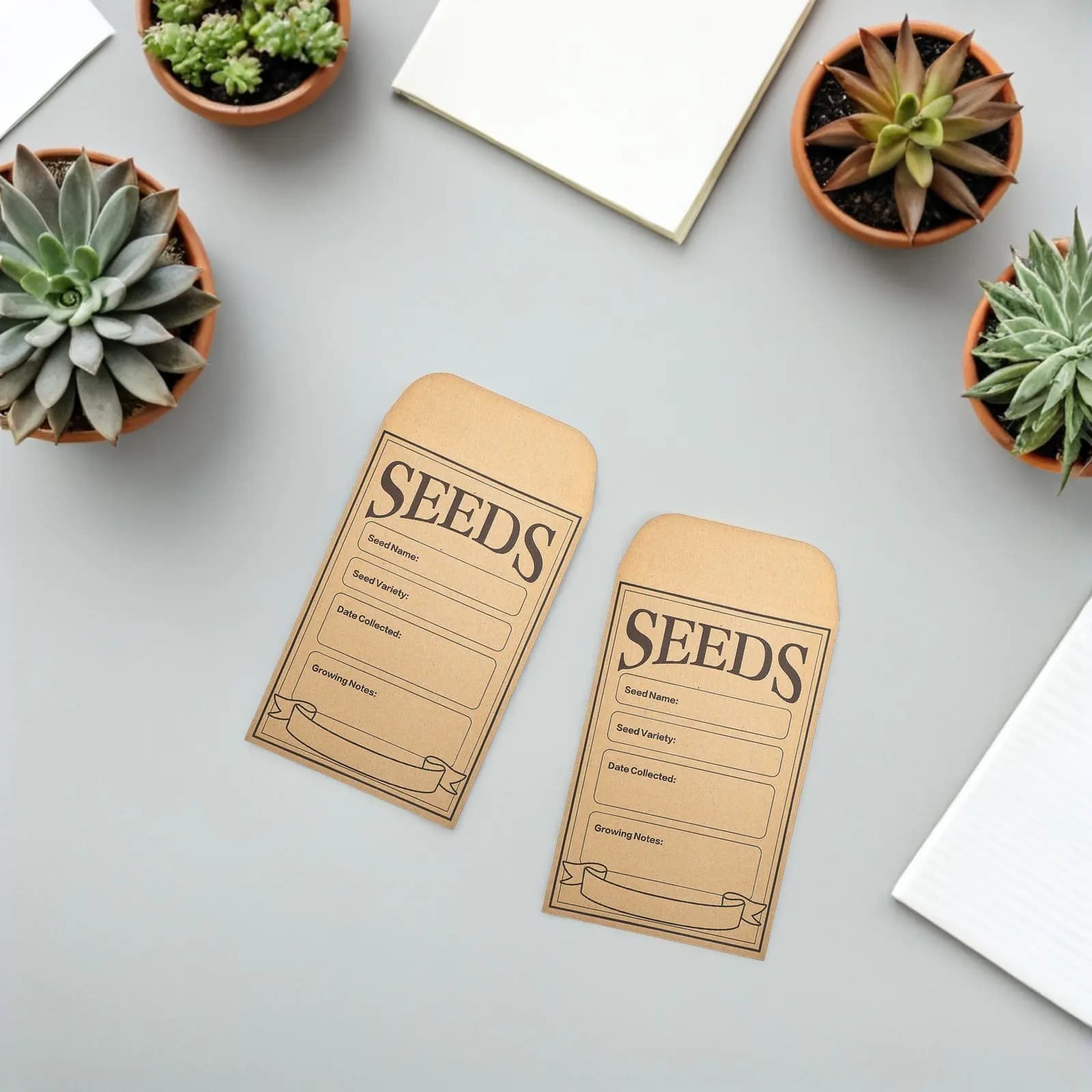 50 Kraft envelopes for Semi Conservation, Mini Self-adhesive Bags for Seeds and Vegetables, Coins and Small Objects