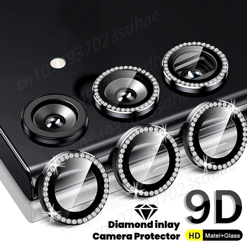 Bling 3D Diamond Metal Camera Ring Protector for Samsung Galaxy A55 A35 A54 A34 A15 5G Alloy Lens HD Tempered Glass Protect Cap