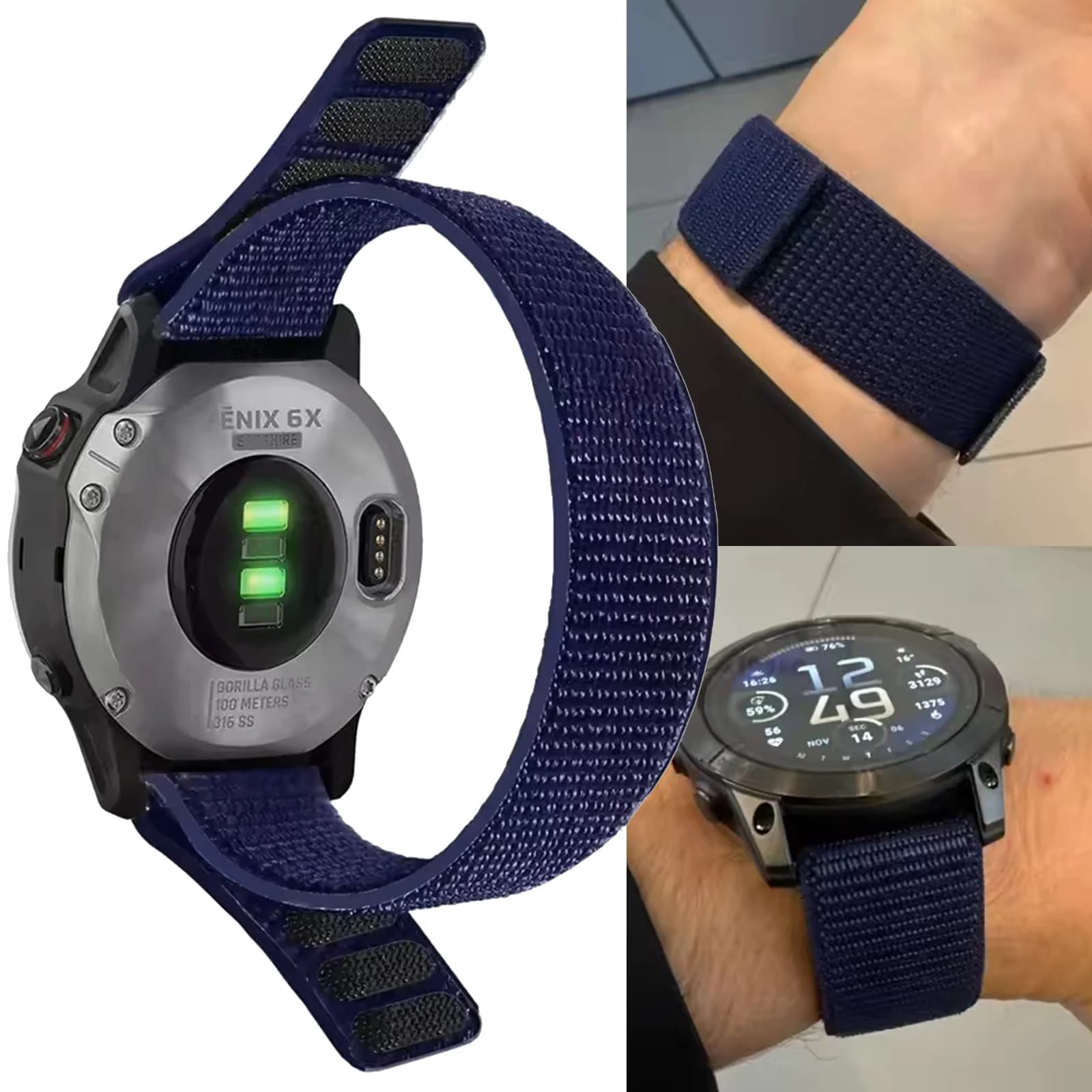 Cinturino in nylon QuickFit 22mm 26mm per Garmin Tactix 8 Enduro 3 Epix Delta Band per Garmin Fenix 8 7X 6 PRO 5 cinturino ad anello intrecciato