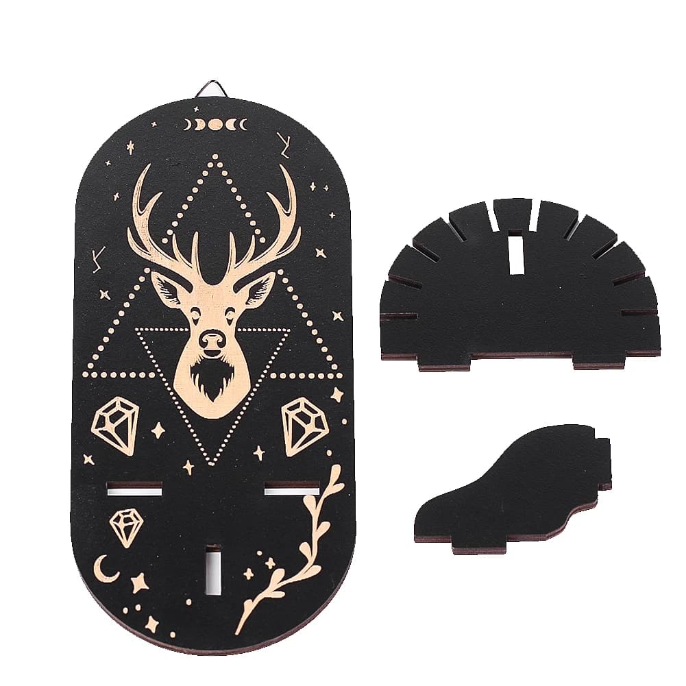 Black Wooden Carved Wall Organizer Crystal Candle Hanging Stand Halloween Wall Decoration Ornament Ritual Supplies Display Stand