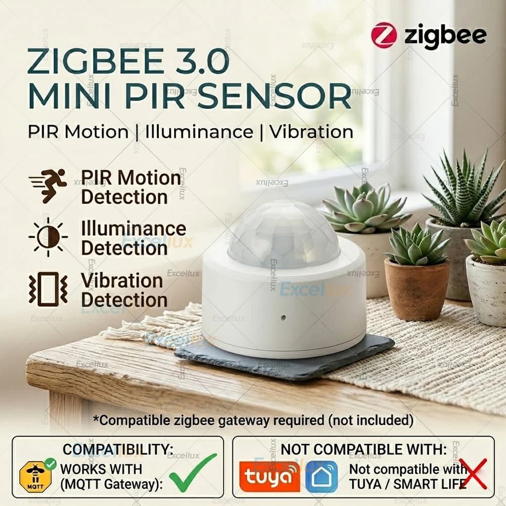 Sensore di movimento Zigbee 3.0 Mini PIR, rilevatore di presenza umana, sensore di illuminazione e vibrazione, allarme di sicurezza antifurto, solo per Z2M