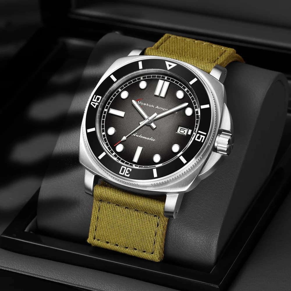 Top orologi meccanici da uomo NH35 movimento cupola vetro zaffiro cinturino in tela orologio da polso orologio automatico maschile orologi giapponesi