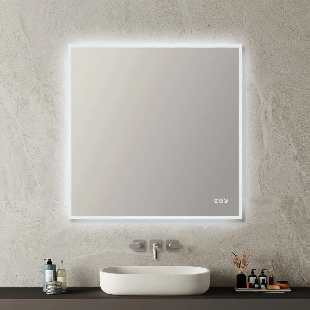 Smart LED Vanity Mirror 36x36 StudioGrade CRI 90 Lighting Integrated Defogger amp Memory Function Modern Lighted Bathroom Mirro