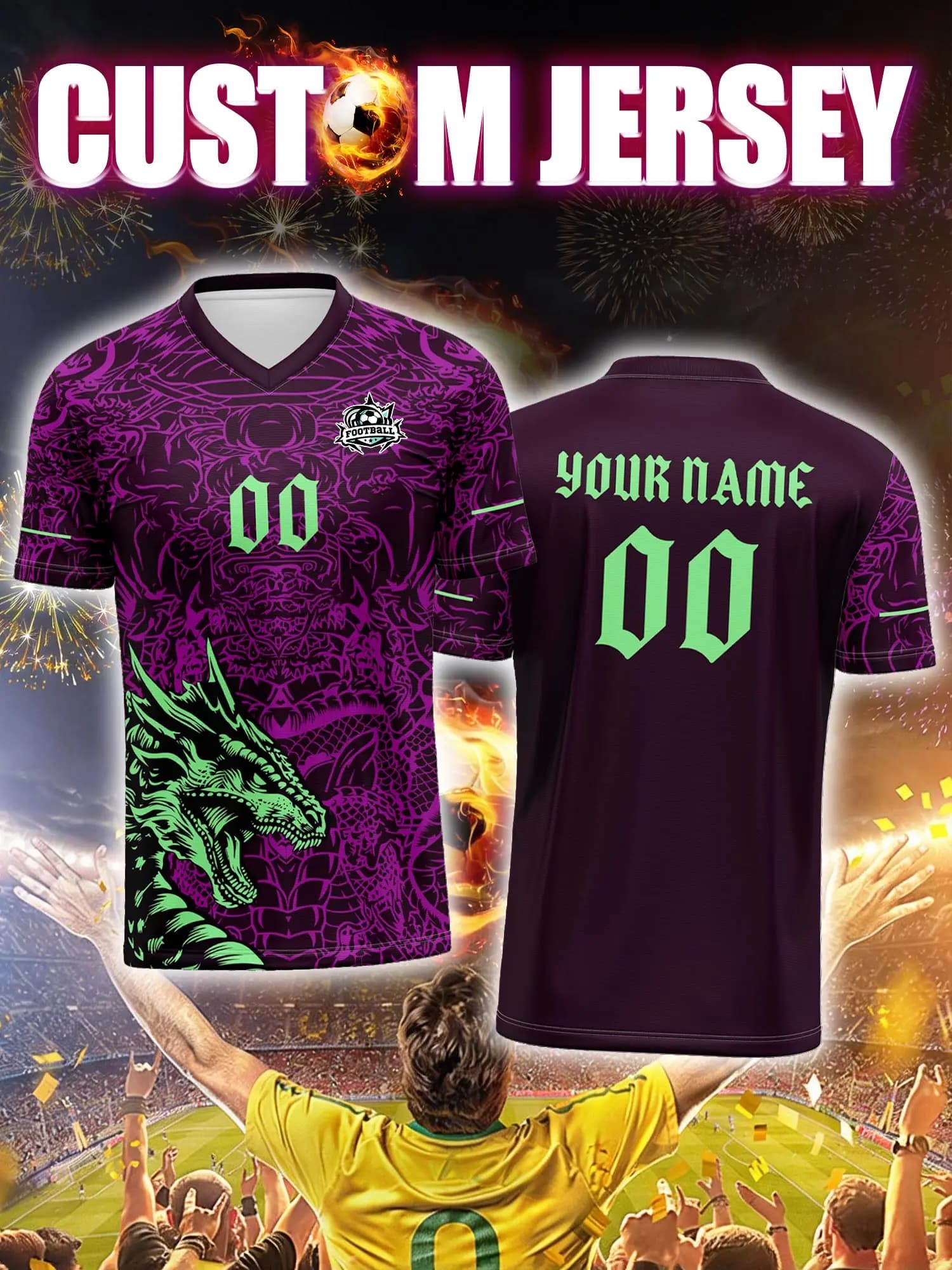 Customized football jersey with image, number and custom name, limited edition clothing for collectors and sports enthusiasts