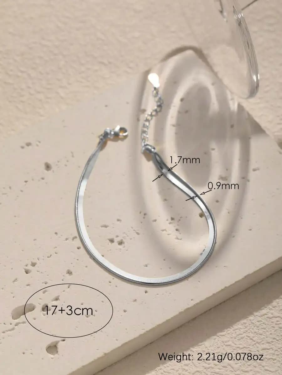 Bracciale a catena piatta con design a spina di pesce, gioiello di lusso dal design minimalista, regalo per donna
