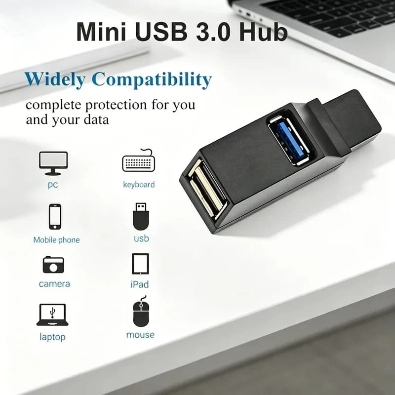 USB 3.0 2.0 Rotatable 3 Ports Hub Splitter,High Speed Data Transfer Multiple Expander for PC Computer Laptop MacBook Accessories
