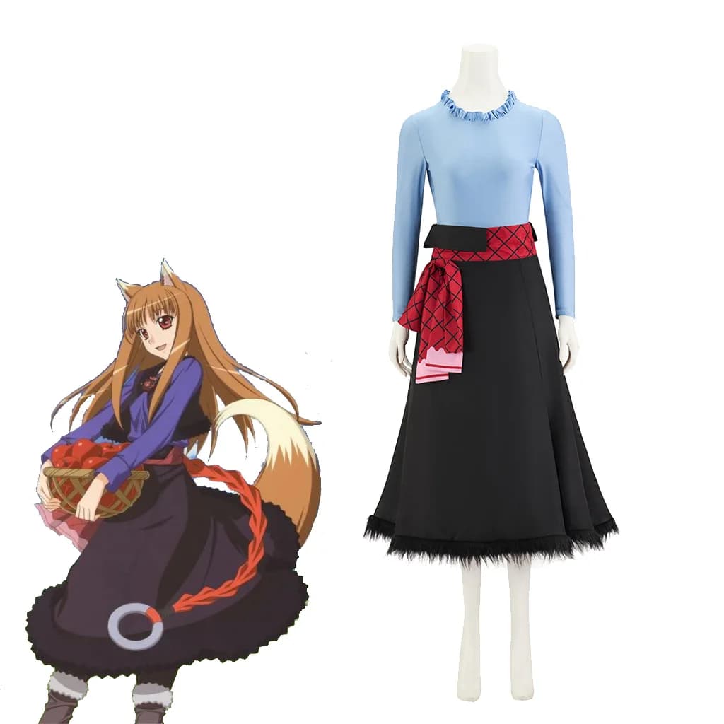 Spice and Wolf Holo Abito Cosplay Merchant Meat Spice Wolf Horo Costume Cosplay Abito Abito Halloween Party Abbigliamento per le donne