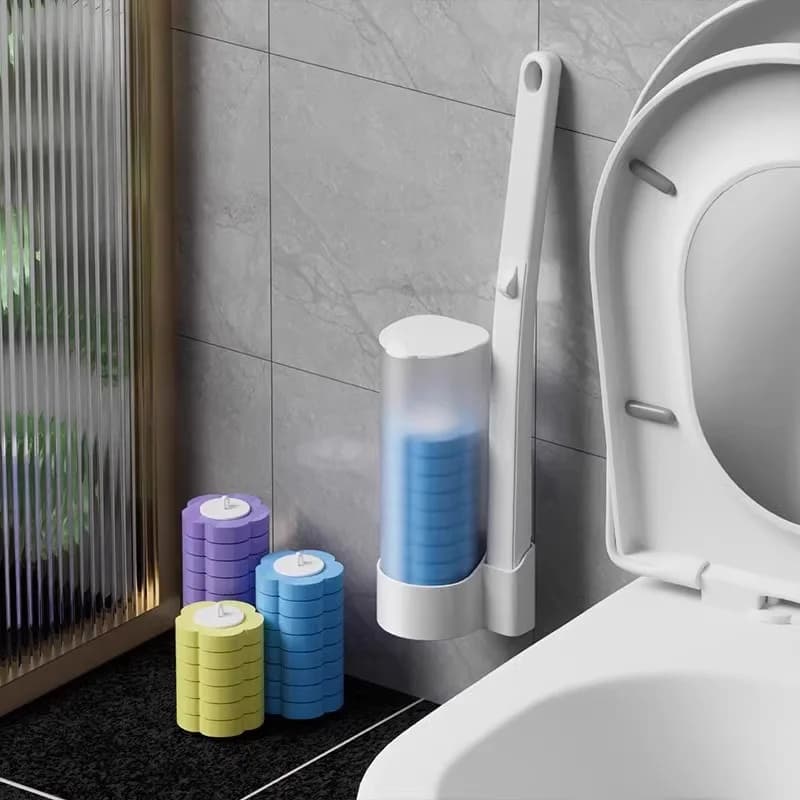 Disposable Toilet Brush Replacement Brush Head Cleaning Brush Kit Toilet Bowl Brush Long Handle Wall-mounted Wc Accessories Tool