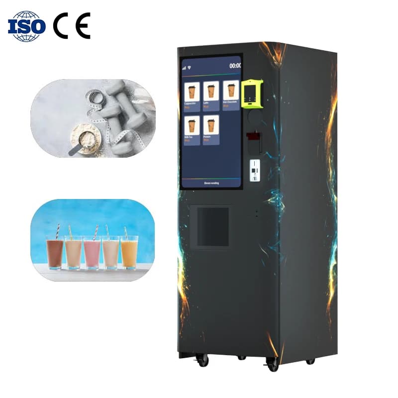 Personalized automatic dispenser for drinks with fitness powder touch screen with protein shake with payment system