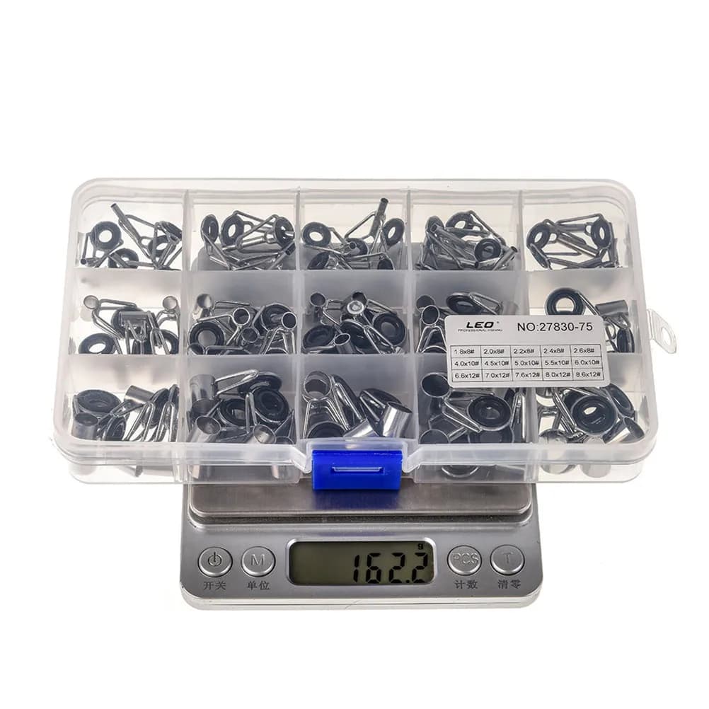 Kit di 75 Anelli Guida per Canna da Pesca in Acciaio Inox con Anello in Ceramica, Riparazione Punte Canna per Acqua Dolce e Salata, Accessori Fai-da-Te per Attrezzatura da Pesca