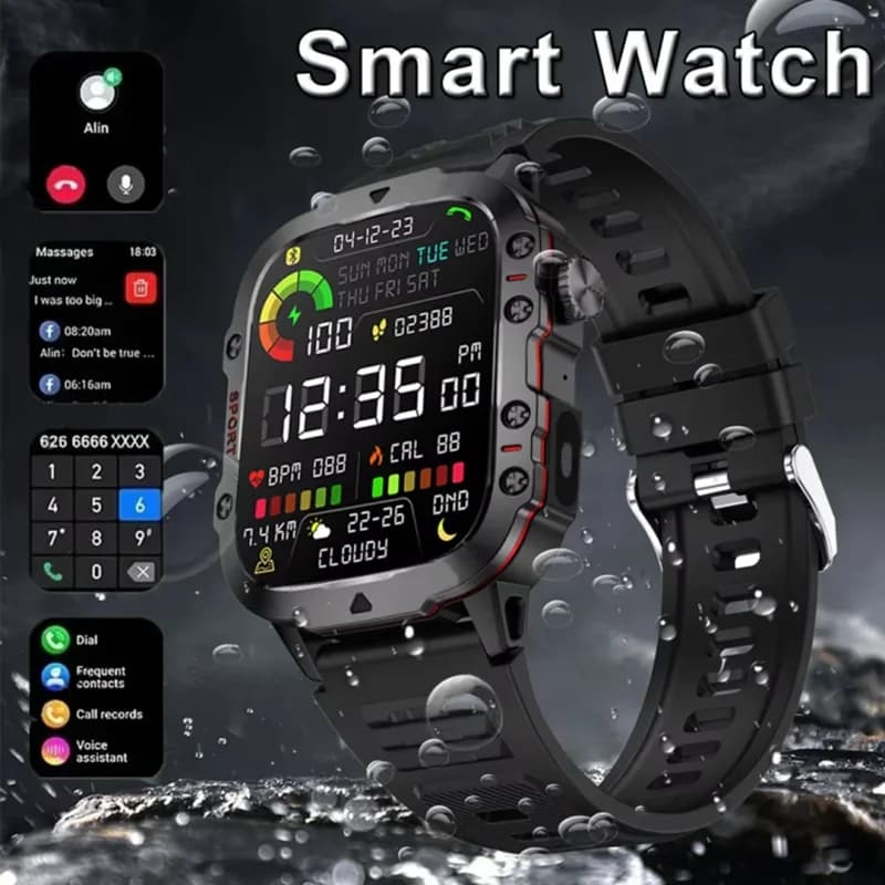 Nuovo Smartwatch 2026 per Uomo con Chiamate Bluetooth, Fitness Tracker, Torcia LED, Monitoraggio del Sonno, Orologio Sportivo per Android iOS