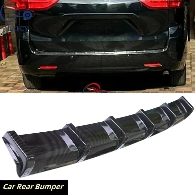 LAICY For T0yota Sienna Car Rear Bumper Side Diffuser Lip Spoiler Splitter Spoiler Shark 6 Fins Wing Body Kit Black