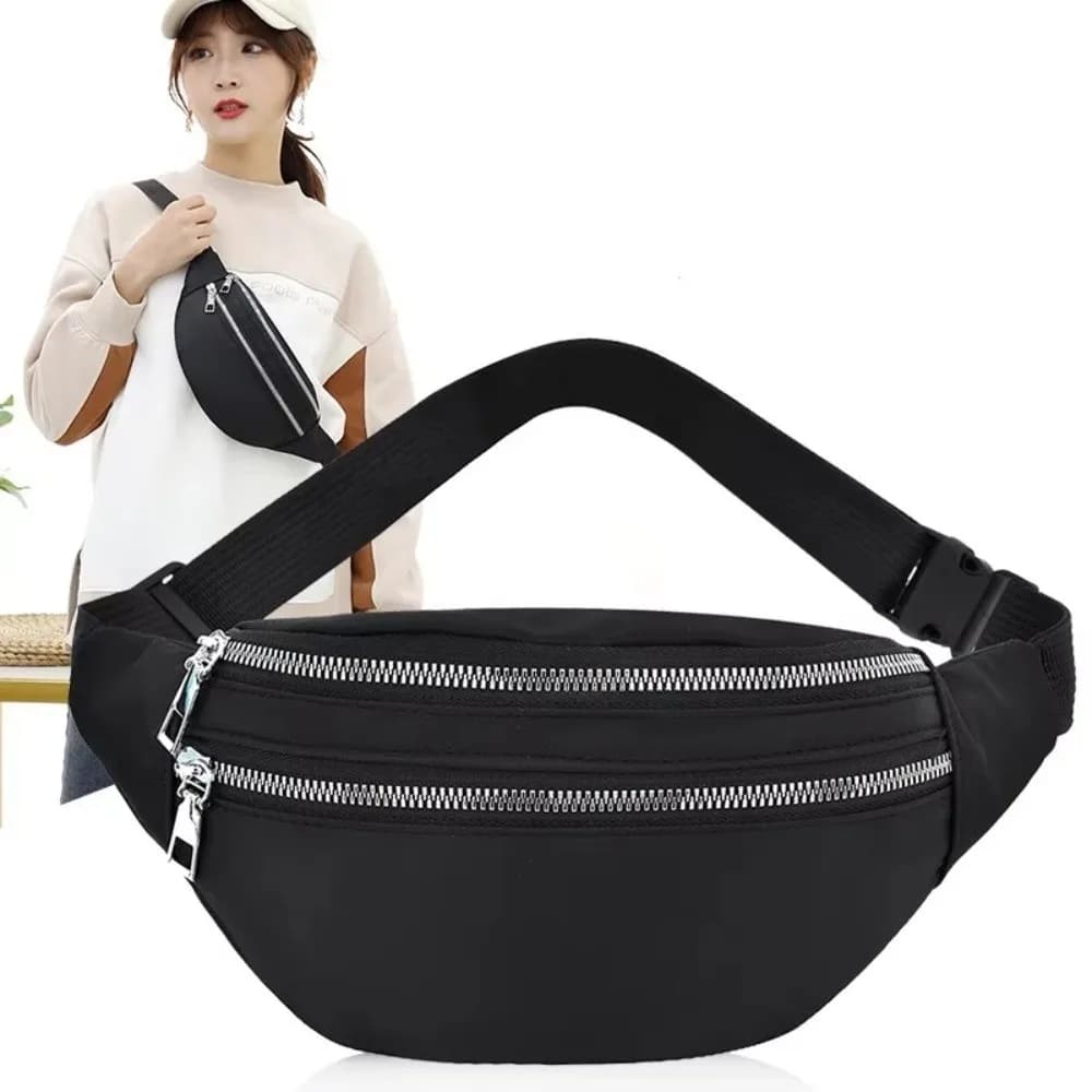 Outdoor Sport Bag Nylon Waist Bag Multi-layer Waterproof Crossbody Bag Casual Belt Bag for Traveling