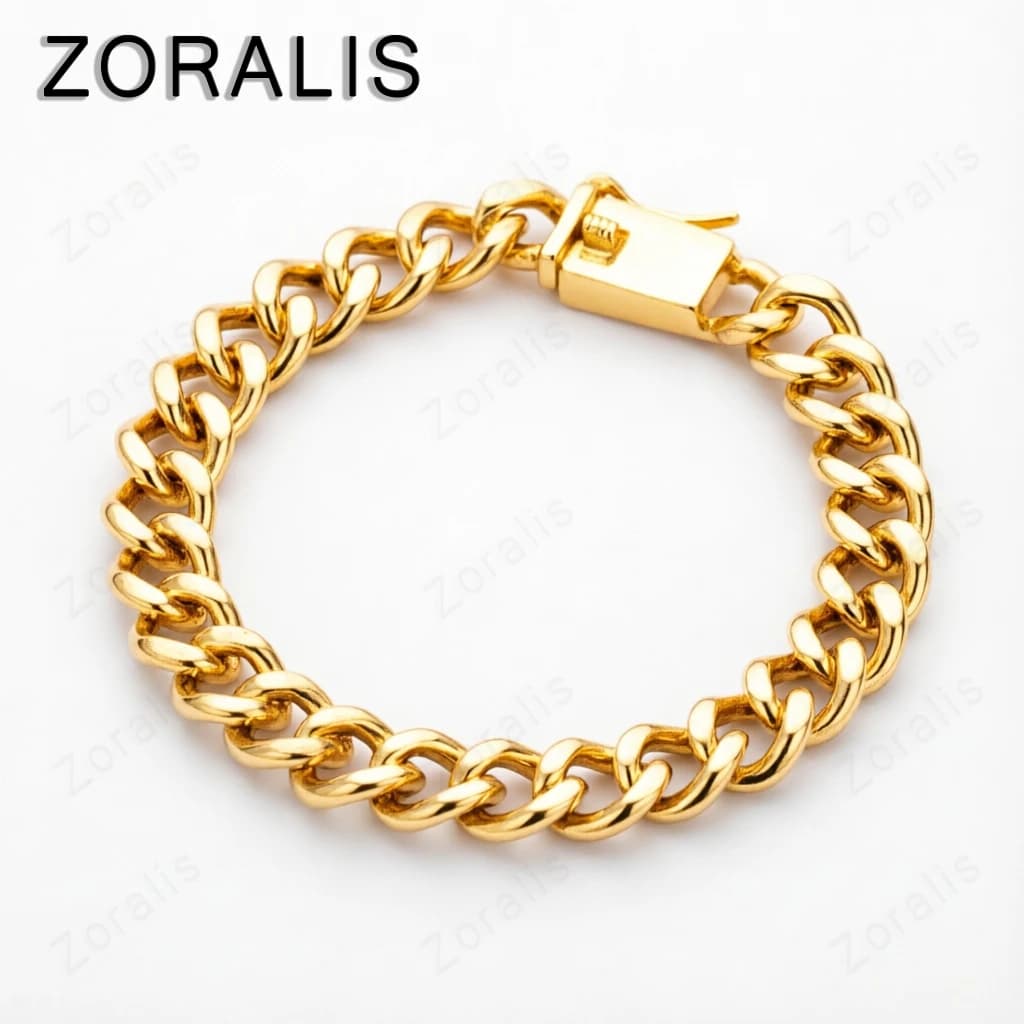 Bracciali cubani con fibbia quadrata in oro 18 carati da 10 mm per donna e uomo, regalo per matrimonio, fidanzamento, festa, gioielli con ciondolo, catena da 20 cm