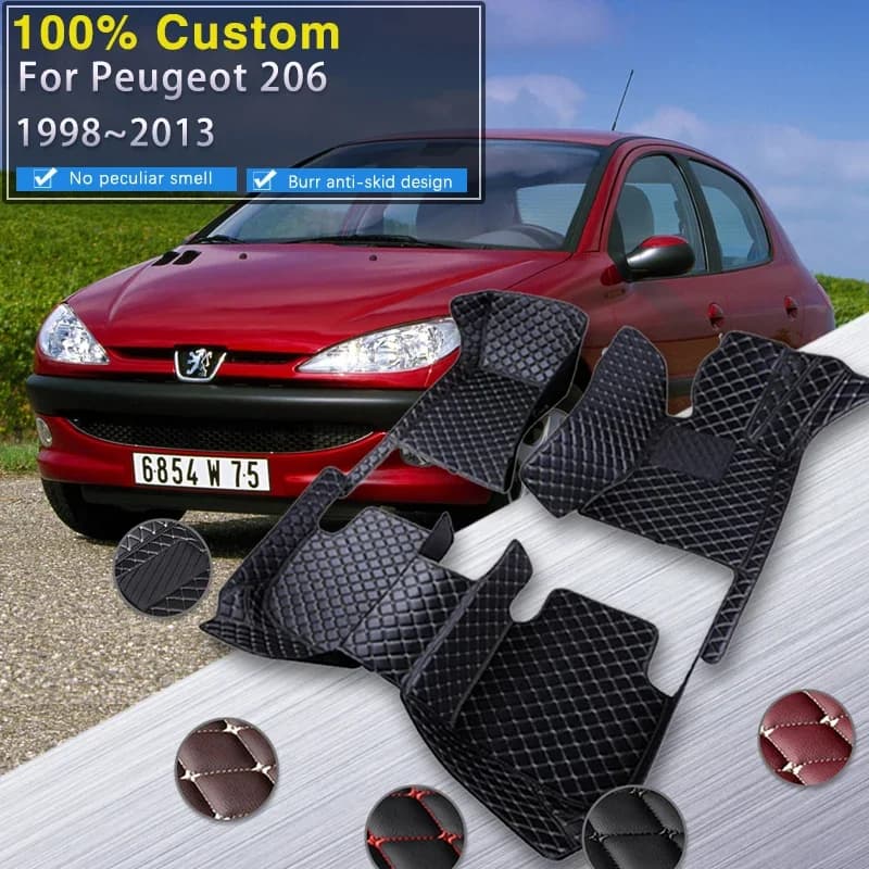 Tappetini per auto RHD completi per Peugeot 206 206 + 1998 ~ 2013 Tappeti Tappetino in pelle di lusso Parti interne Accessori auto 1999 2
