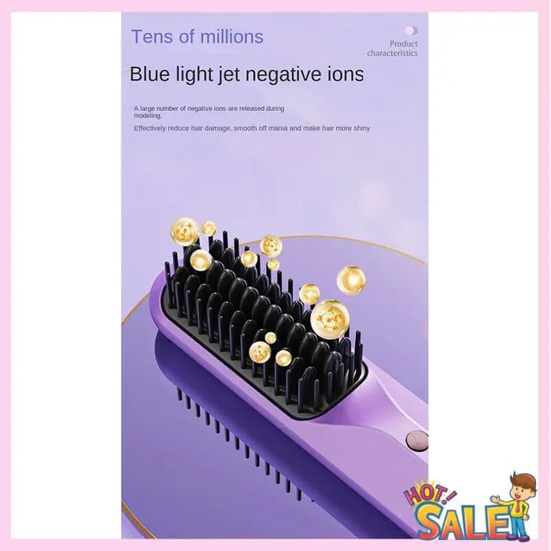 A88X Rechargeable Hot Comb Wireless Hair Brush Hair Plate Hot Pressing Pettine Electric Anti Burning Quick Heating