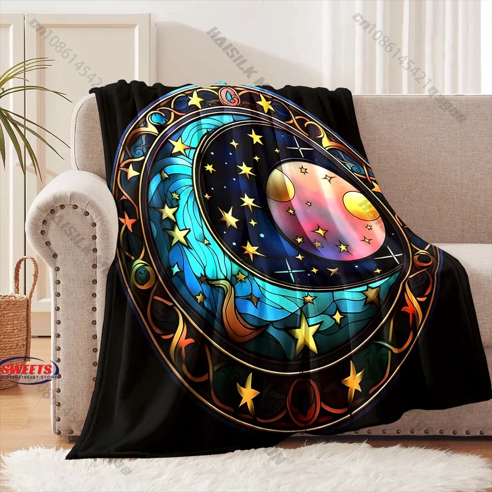 Coperta con motivo cielo notturno celeste, disponibile in diverse misure, coperta decorativa per divano, camera da letto e soggiorno, per bambini e adulti, regalo raffinato