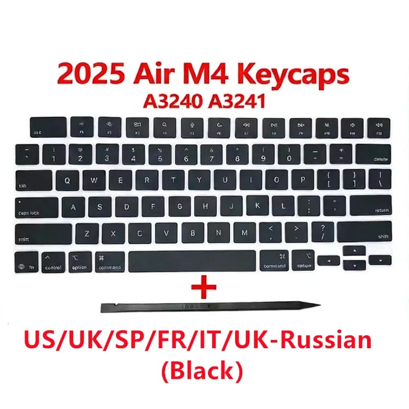 Nuovi Tasti per Macbook Air Retina M4 13" 15" A3240 A3241, Layout US UK Russo Spagnolo, Anno 2025