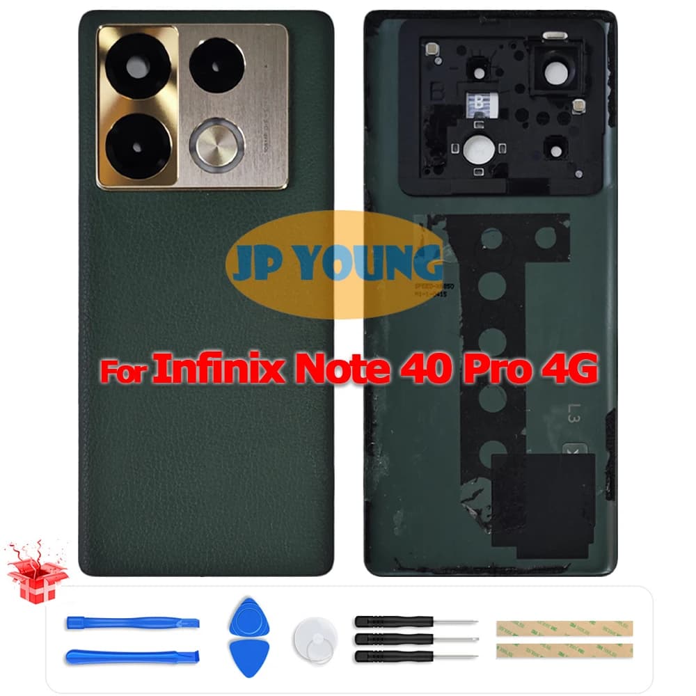 Original Battery Back Cover Glass Rear Door Housing with Camera Lens for Infinix Note 40 Pro 4G X6850 - Replacement