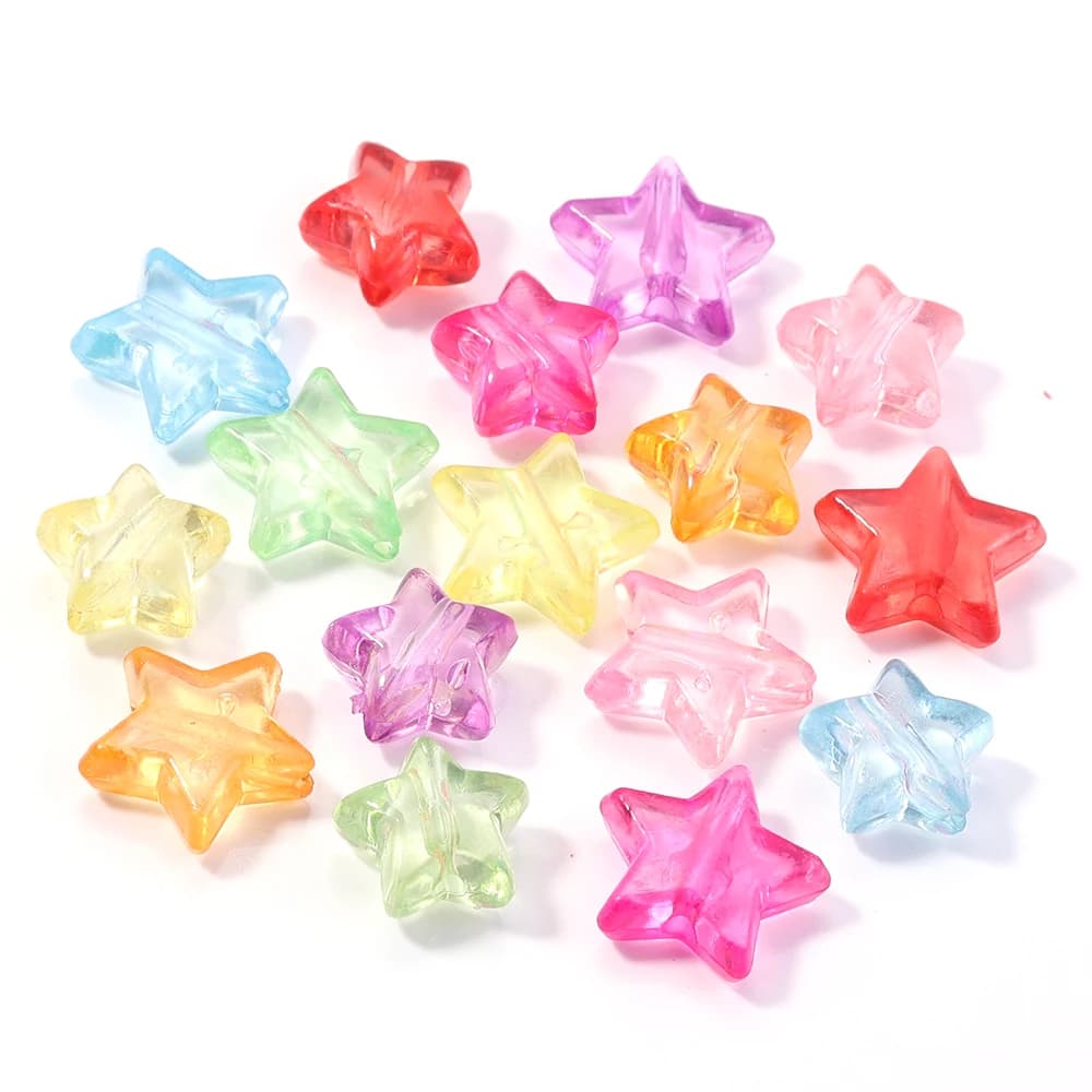 50pcs Acrylic Star Beads Colorful Transparent Five-pointed Star Loose Spacer Beads For DIY Jewelry Making Bracelets Accessories