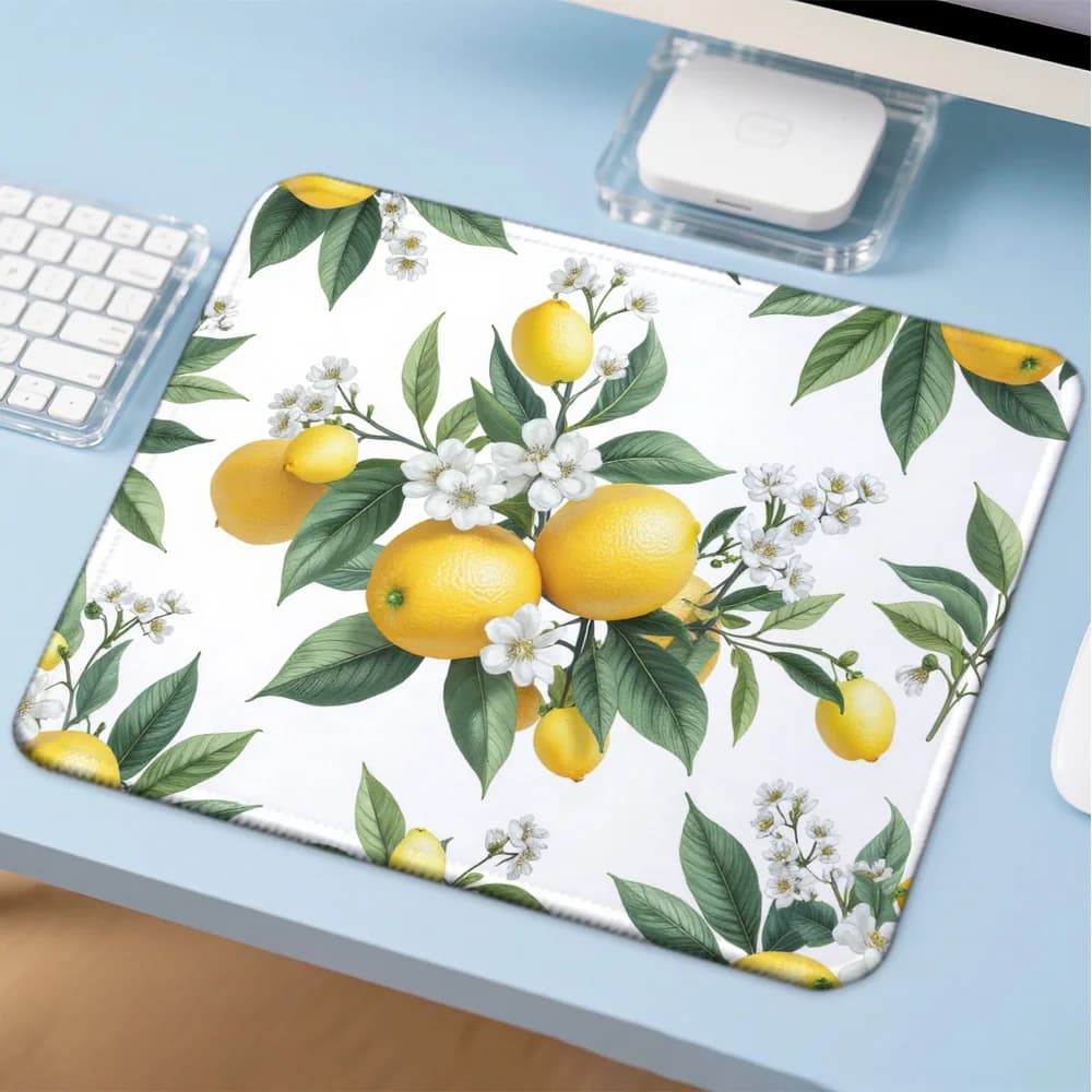 MosepadLemon flowers and fruits Computer Mat Desk Accessories Pc Gamer Mousepad Game Mats Mouse Anime Mause Table Decoration