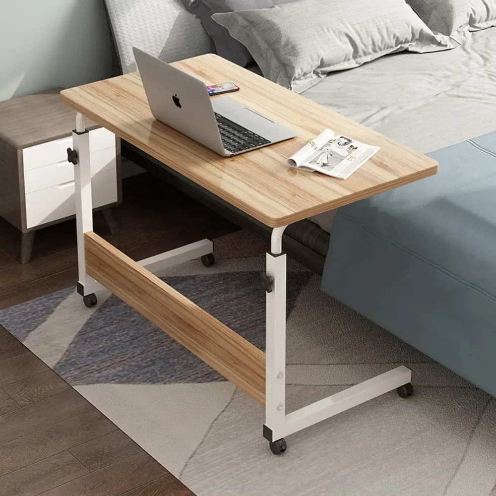 Bella scrivania per computer Comodino Tavolino regolabile Tavolino per uso domestico con ruote Supporto per laptop mobile Semplice piccola linguetta da pranzo