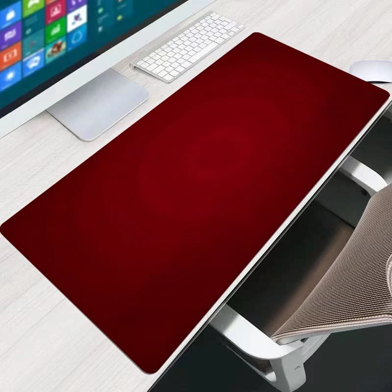 Tappetino per mouse rosso, tappetino da scrivania esteso 90x40cm, accessori da gaming in gomma, bordo bianco, tappetini per mouse alla moda rosa, tappetino per tastiera laptop