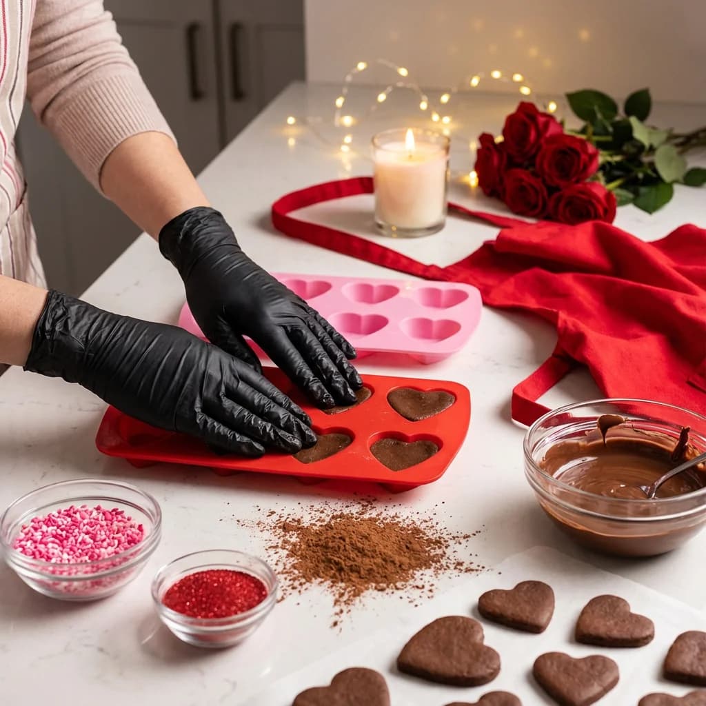 100 Pezzi Pratici Guanti in Nitrile Nero per Cucina, Regalo Ideale per San Valentino. 25x13cm, Durevole, Multiuso, Pensato per il Meglio