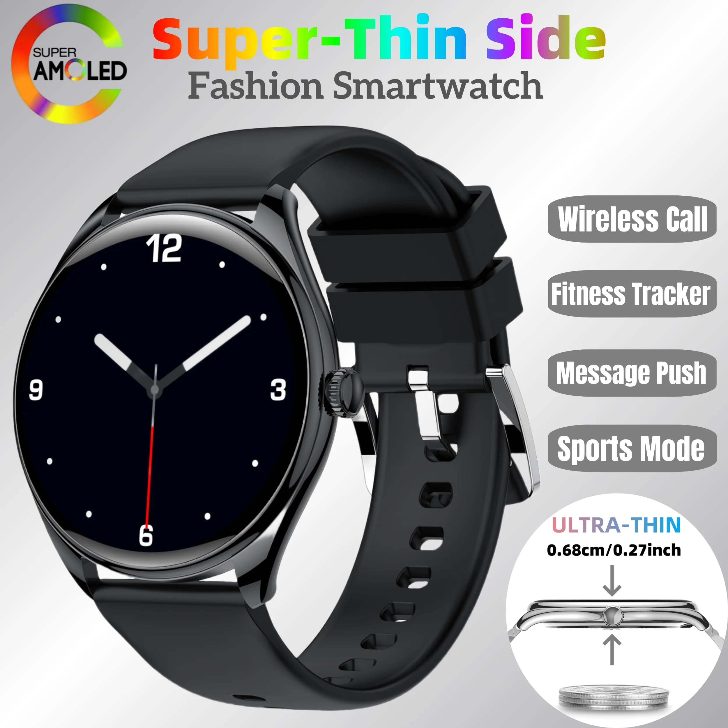 Orologio intelligente ultra sottile moda classica da 1,43 pollici AMOLED 6,5 mm Orologio in metallo Body Call IP67 Orologi da donna Fitness Sport Smartwatch