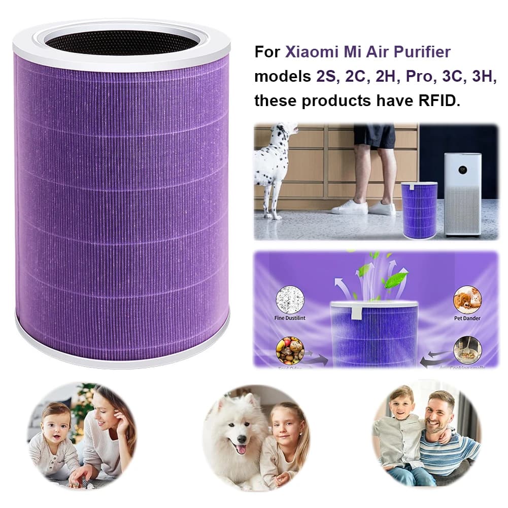 Filtro HEPA di Ricambio con Carbone Attivo per Purificatore d'Aria Mi 3C 3H 2C 2H 2S Pro