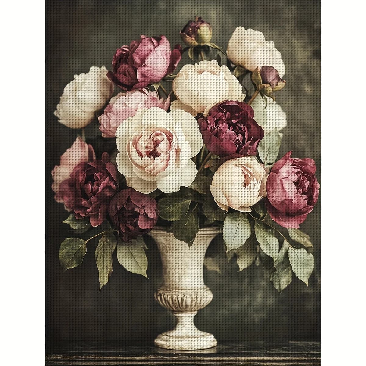 1PC36X46cm/14.17X18.11in,11CT Print Cross Stitch DIY Kit, Muted Bloom, Adult Beginner's Relaxed Cross Stitch Stitch