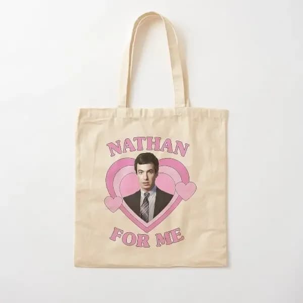 Nathan Fielder For Me Borsa in tela di cotone con cuore rosa Borsa a tracolla stampata pieghevole da viaggio unisex da donna riutilizzabile casual