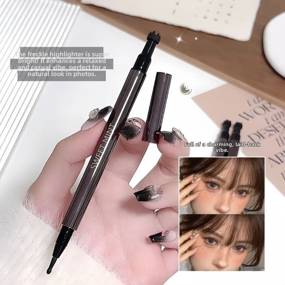 Double-ended Natural Imitation Freckle Pen Non Fading Long-lasting Mole Marker Waterproof 2 in 1 Freckle Dot Pen for Face Makeup
