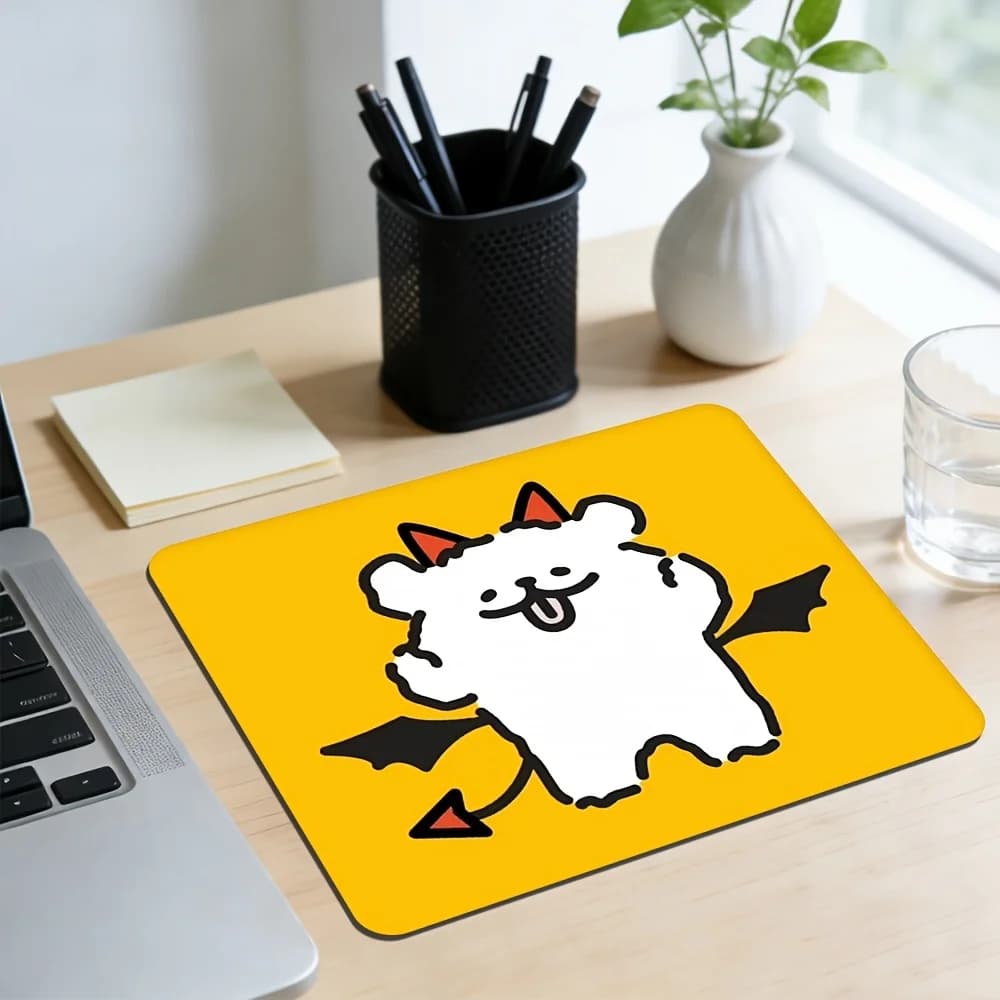 Tappetino per mouse con orsetto diabolico, tappetino da scrivania giallo divertente a forma di cartone animato, tappetino per mouse antiscivolo per ufficio, casa, regalo decorativo