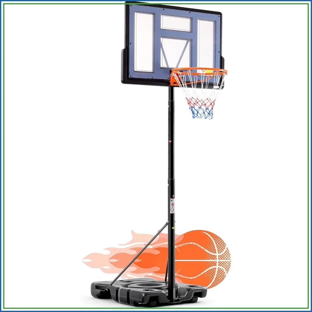 10FT Adjustable Portable Basketball Hoop for Adults, 44" Shatterproof Backboard & Shock Absorbent Rim, Fillable Base with Wheels