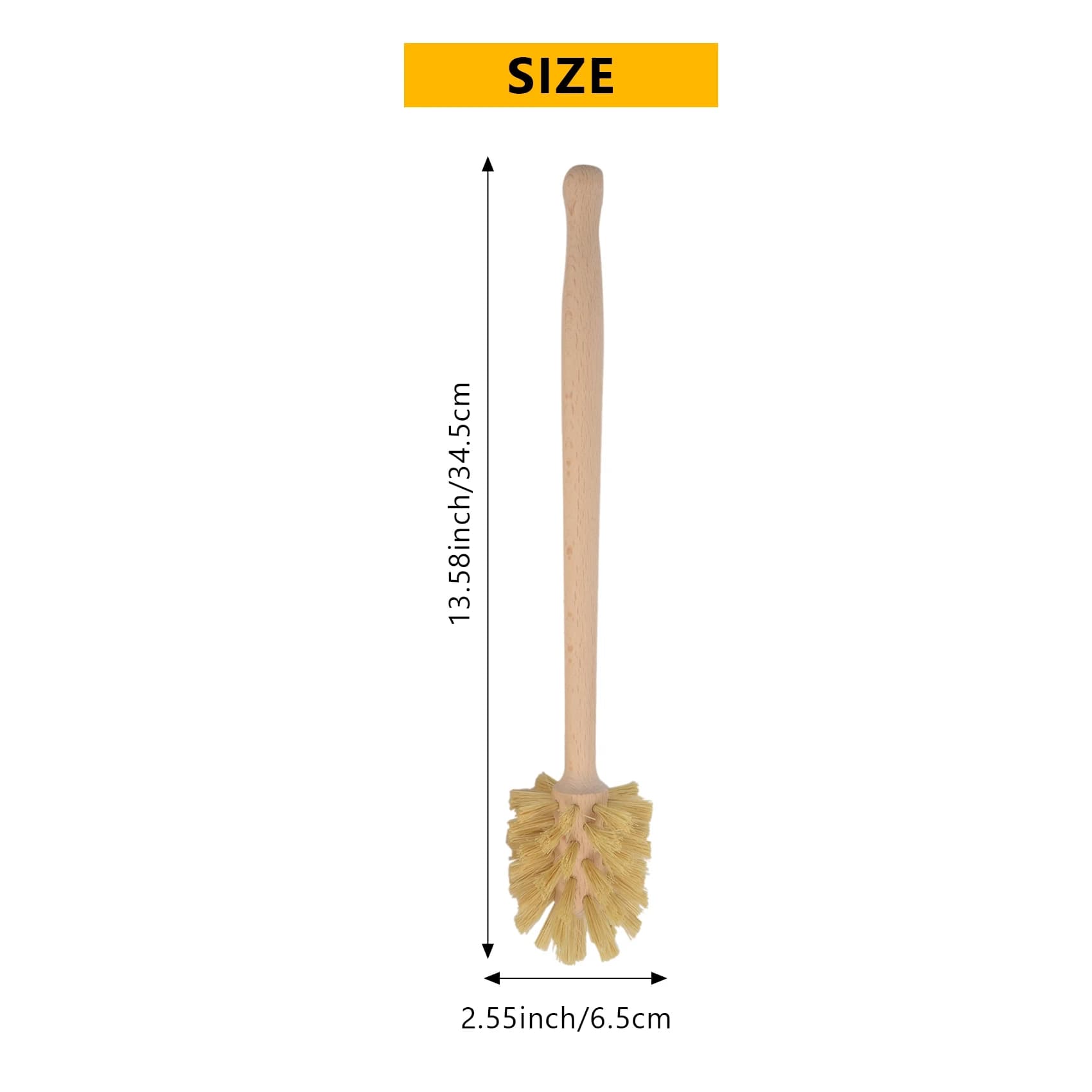 Scopino per WC A66I2, confezione da 2 scopini per WC in legno di faggio, setole di iuta resistenti con 360 ° Potenza di pulizia
