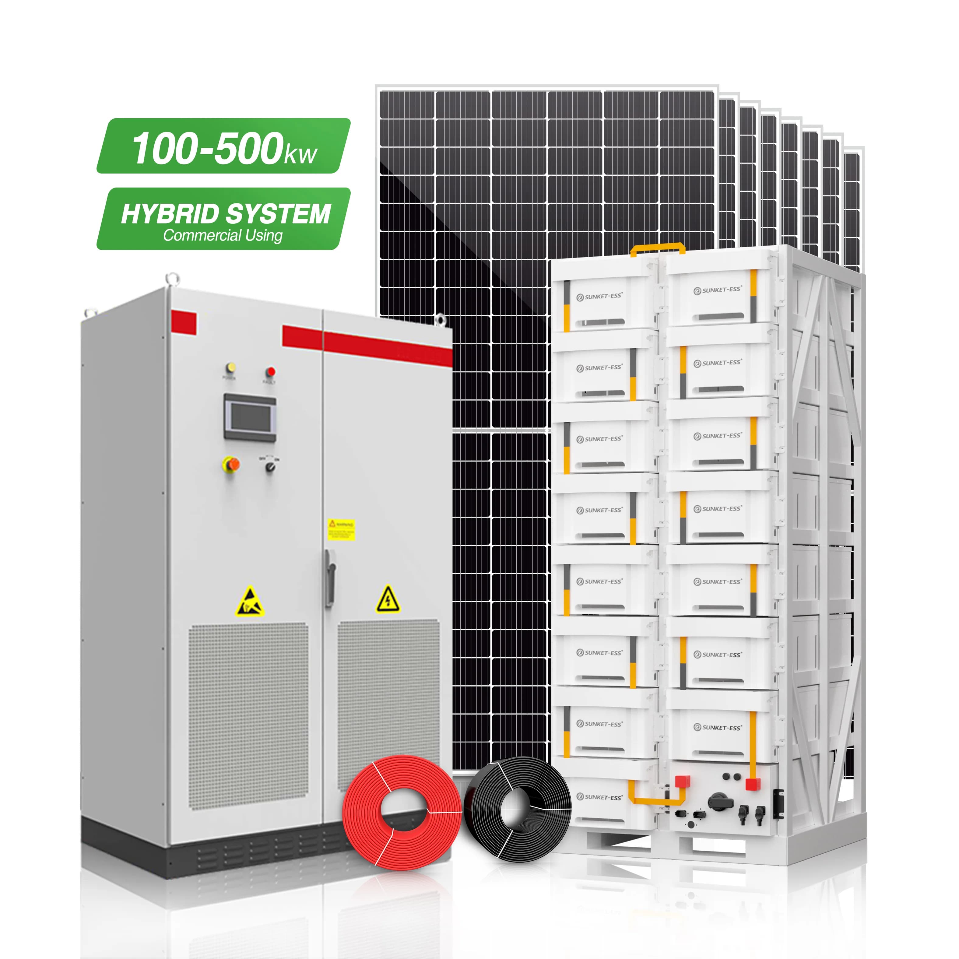 Commercial Solar Power System 250KW Output 50KW-200KW Ranges Lithium Ion Battery Liquid Cooling for Solar Panel Battery Storage