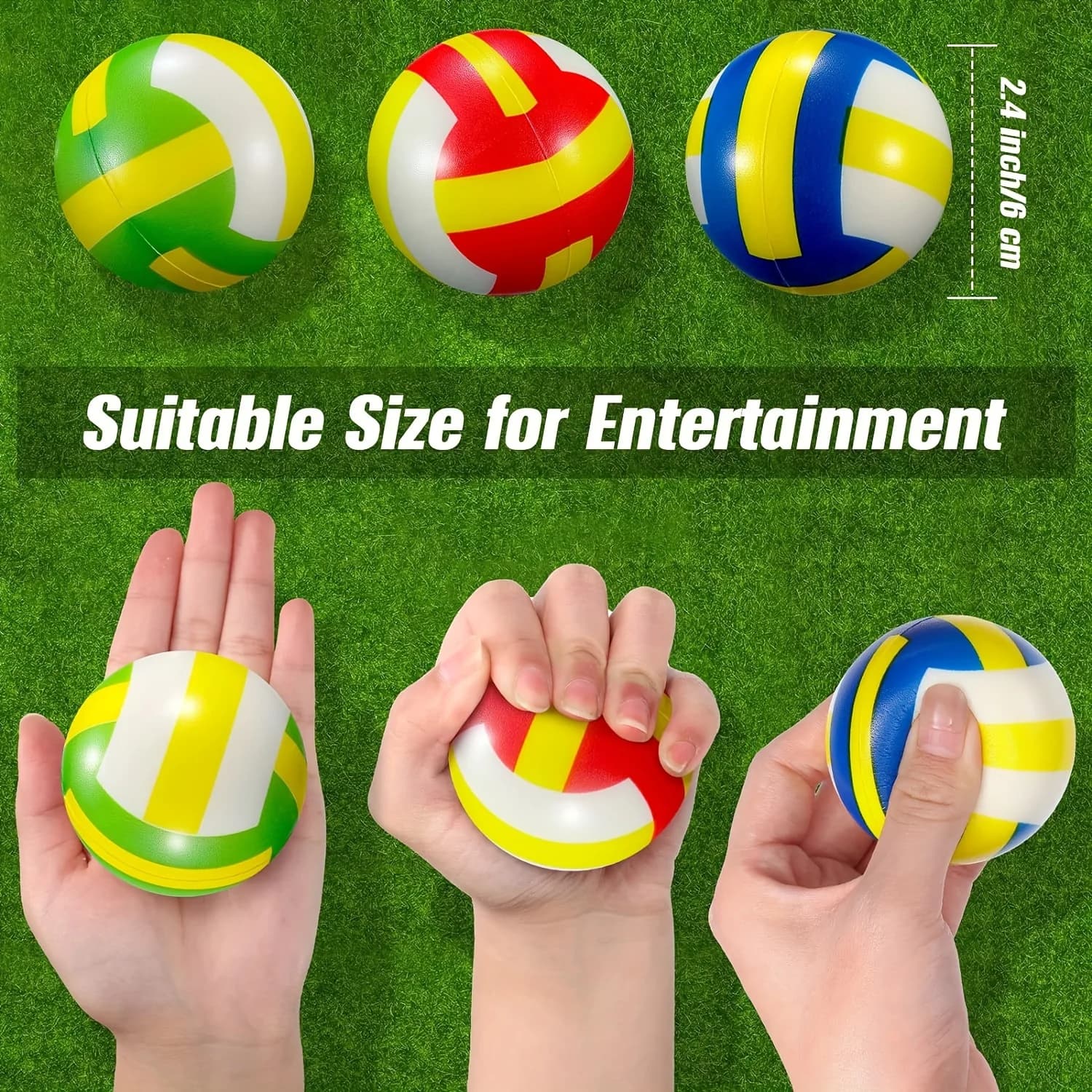 Pack of 12 Volleyball Balls in Foam PU, Antistress Toys
