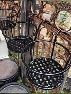 Portavaso pensile in ferro battuto per balcone, mensola porta piante rampicanti, gancio appendi piante, supporto per piante verdi in metallo per uso interno ed esterno