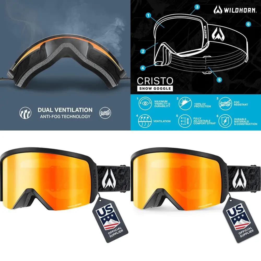 Occhiali da sci e snowboard da uomo e da donna con protezione UV al 100% e antiappannamento, compatibili sopra gli occhiali