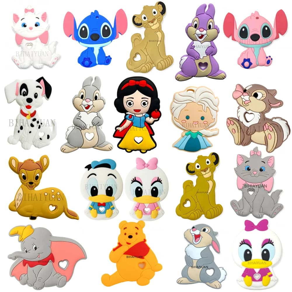 1 pz. Perline in silicone Stitch, Minnie, Miss Bunny, Thumper, Dumbo, Winnie the Pooh per massaggiagengive, strumento per perline, accessori regalo per neonati