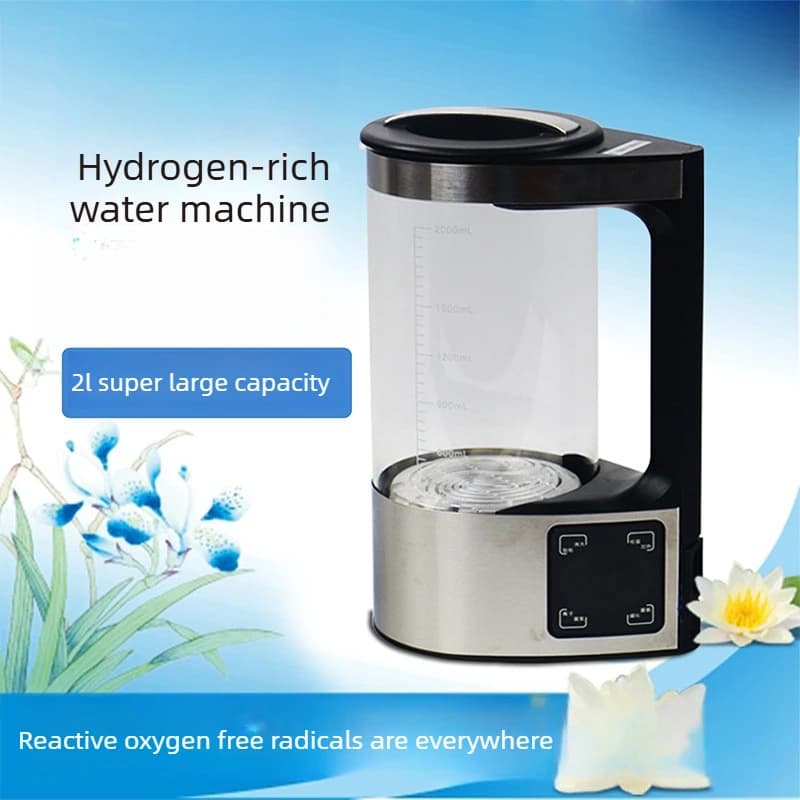 Macchina elettrica in vetro da 2000 ml per la produzione di acqua ricca di idrogeno, ionizzatore per acqua salutare, generatore di acqua idrogenata