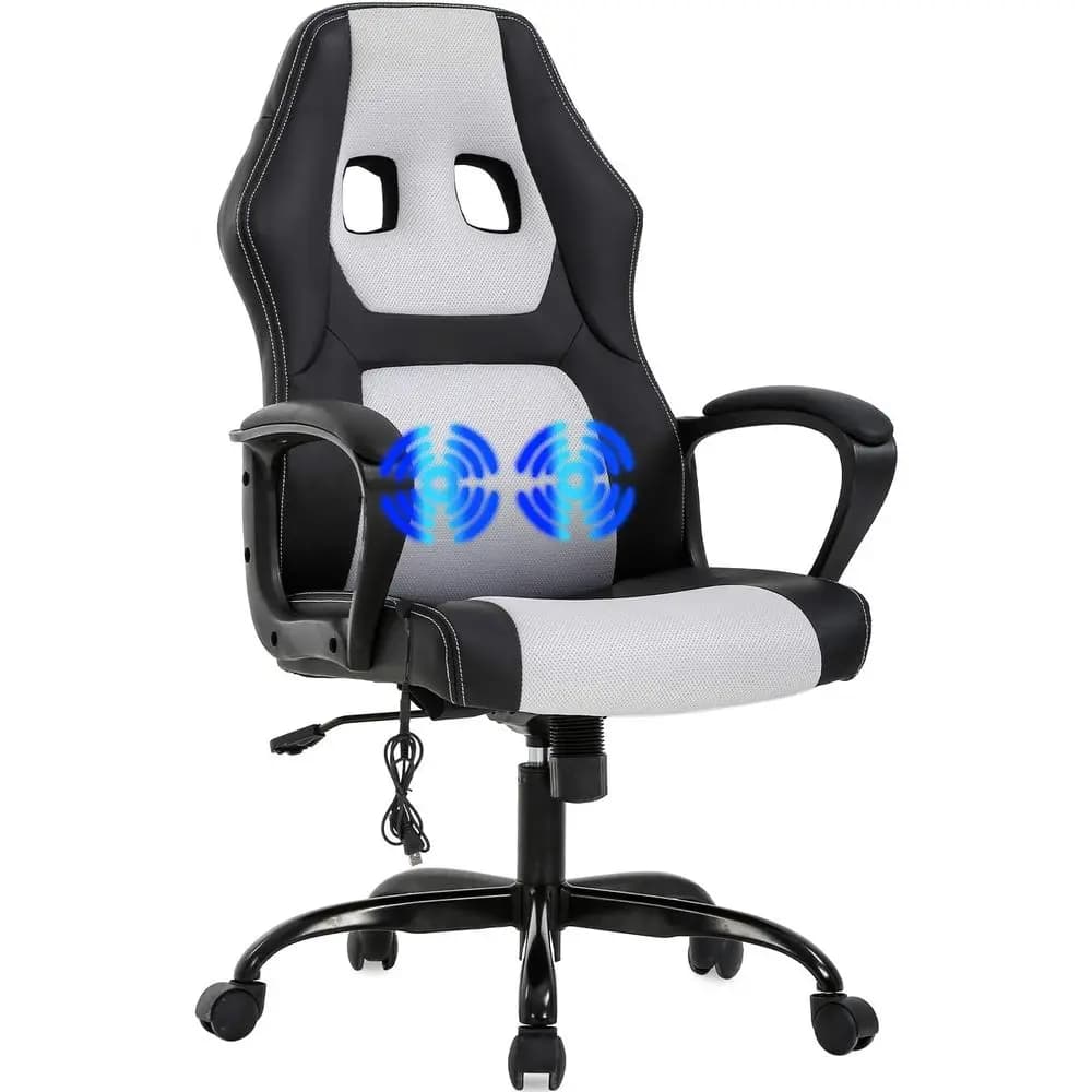 Sedia Girevole Ergonomica in Pelle PU con Supporto Lombare e Braccioli per Scrivania, Gaming o Ufficio (Bianca)