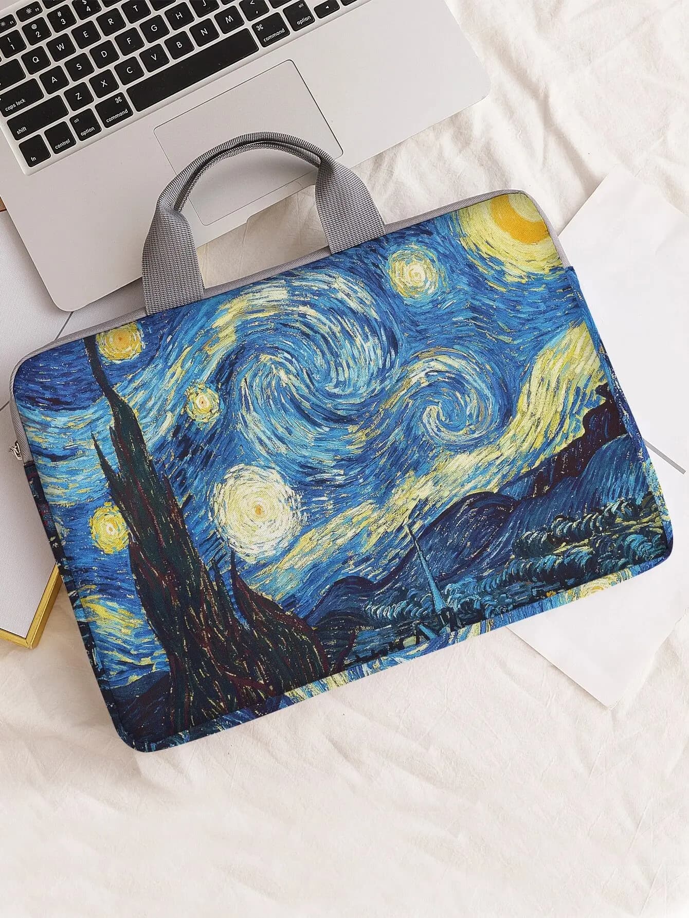 Oil Painting Pattern Printed Laptop Bag Laptop Sleeve Computer Bag For School Student Laptop Case Computer Bag Laptop Briefcase Ipad Case Ipad Cover Tablet Case For Business Travel School College Office For Student Teacher Teacher Gifts Teacher Supplies T