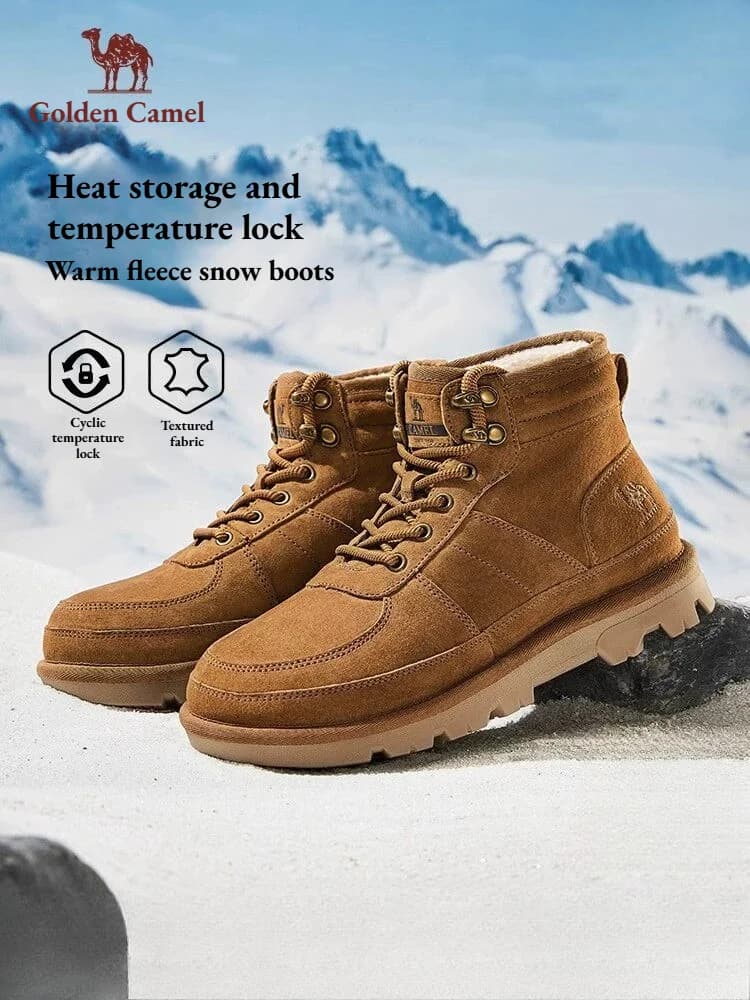 Golden Camel Men's High-top Snow Boots 2026 Winter New Thick-Soled Velvet Warm Non-Slip Cotton Shoes Outdoor Casual Sneakers