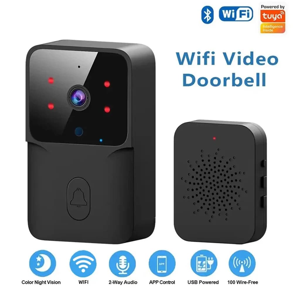 Campanello WiFi Home Tuya Campanello wireless WiFi Campanello per fotocamera alimentato a batteria DC AC con telecamera per campanello video Alex Google Bundle