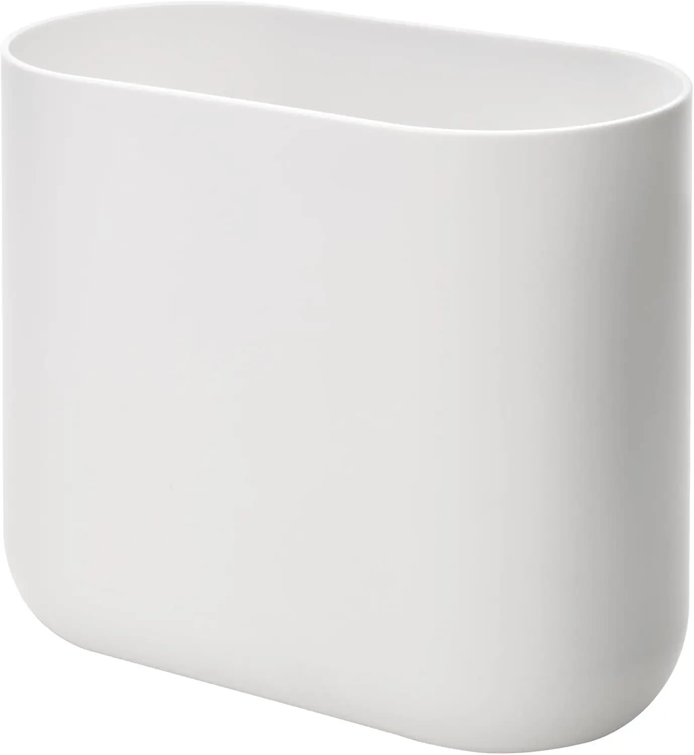 Cestino per rifiuti in plastica ovale sottile, design compatto, bianco - ideale per piccoli spazi, bagno o ufficio