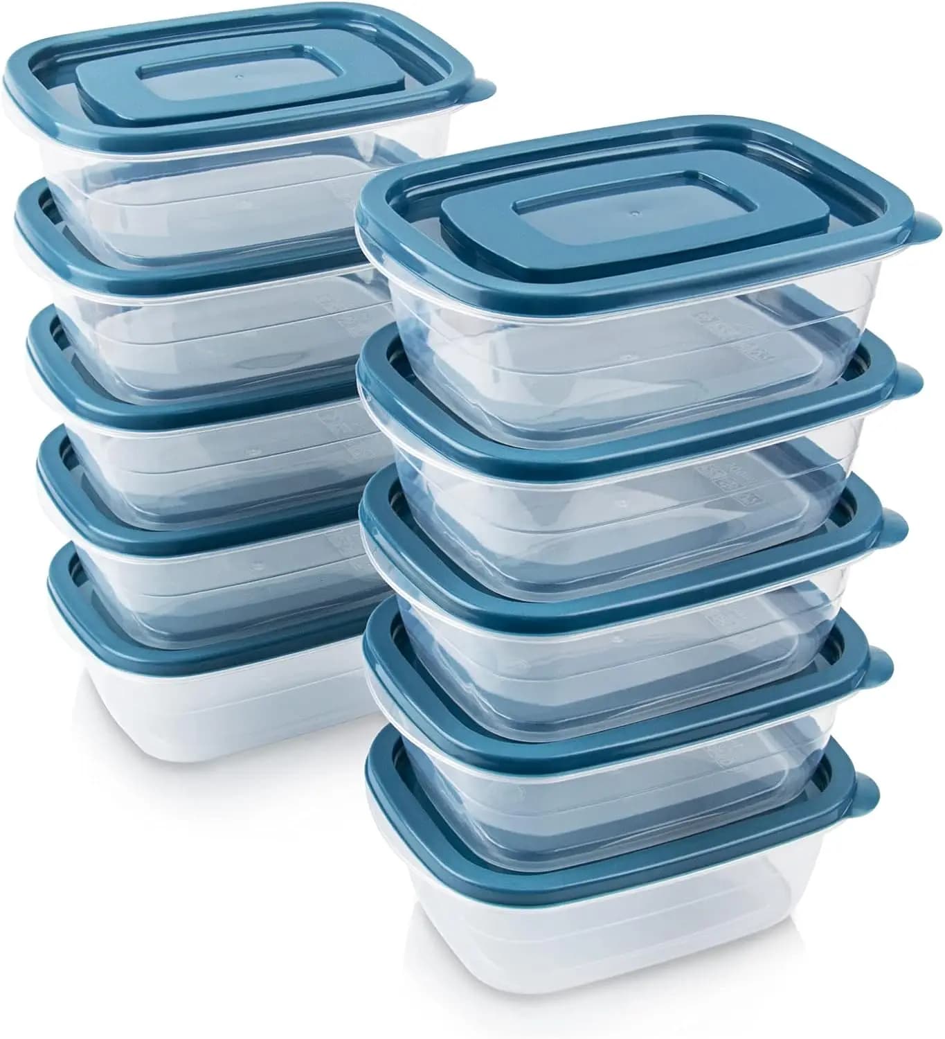 Contenitori per alimenti da 10 pezzi, scatole per la preparazione dei pasti in plastica senza BPA, adatte a microonde e congelatore, 0,53 Qt ciascuno